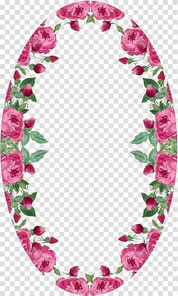 Oval pink flowers border art, Paper Flower Pink , Rose Border transparent background PNG clipart
