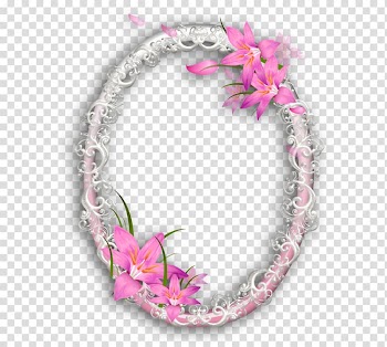 Oval white and pink floral border illustration, Frames Disney Princess , glitter border transparent background PNG clipart