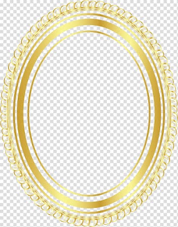 Oval yellow frame illustration, frame Gold, Gold frame transparent background PNG clipart