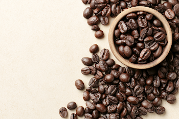 Overhead Still Life of Roasted Coffee Beans