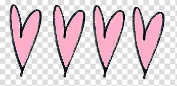 Overlays, four pink hearts illustration transparent background PNG clipart