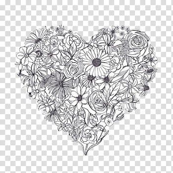 Overlays, white floral heart illustration transparent background PNG clipart