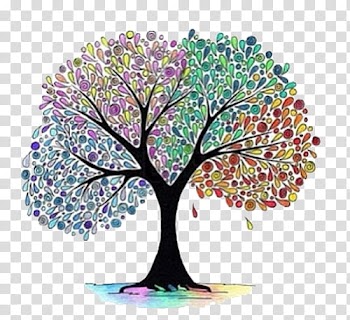 Overlays y firmas , multicolored tree watercolor painting transparent background PNG clipart
