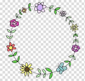 Overlays y firmas , yellow, pink, and green floral wreath transparent background PNG clipart