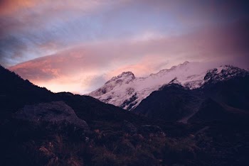 overlooking mountain covered with snow