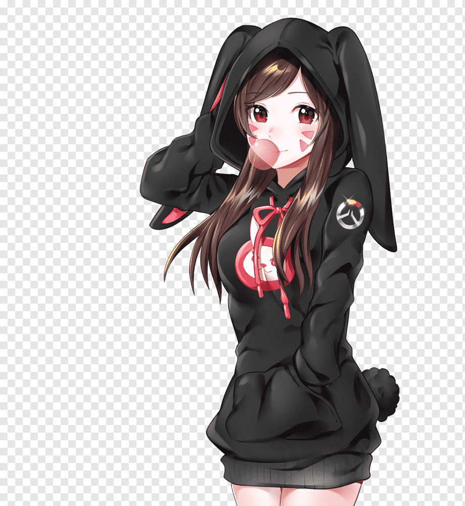 Overwatch D.Va Anime Drawing, Anime, game, black Hair, manga png