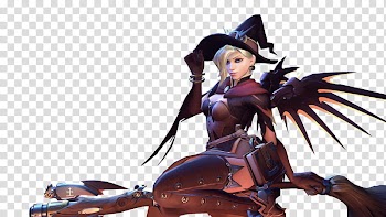 Overwatch Witch Mercy Halloween Skin K UHD, female game character transparent background PNG clipart