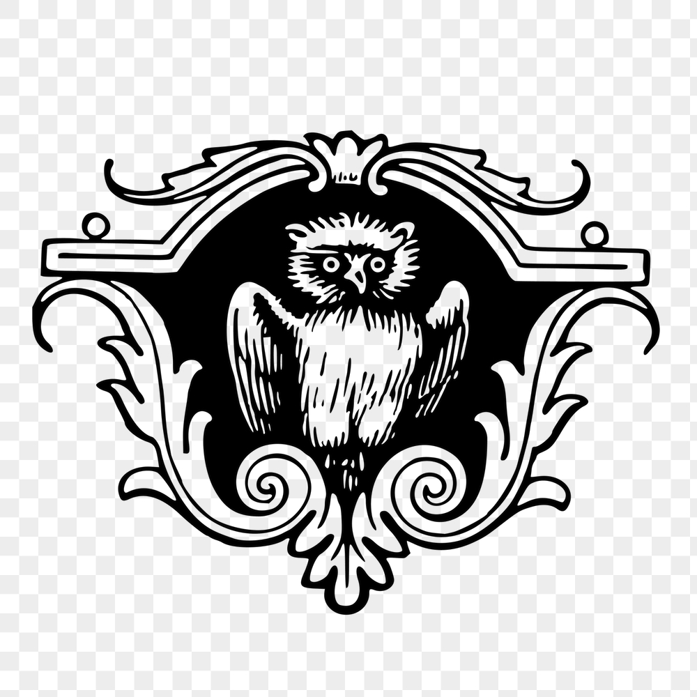Owl baroque ornament png sticker, | Free PNG - rawpixel