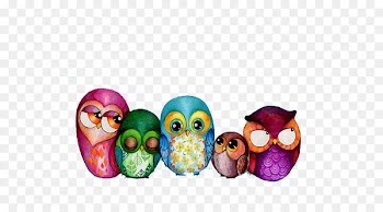 Owl Bird Painting Drawing Art - Color cute owl family 