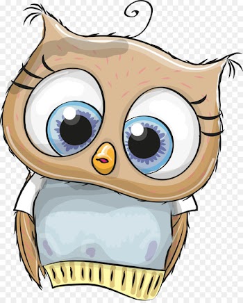 Owl Cartoon Illustration - Hand painted brown owl 