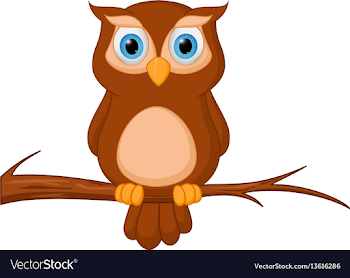 Owl cartoon standing on tree Royalty Free Vector Image