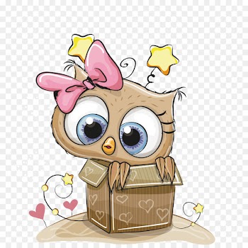Owl Drawing Child Coloring book - Gift box owl 