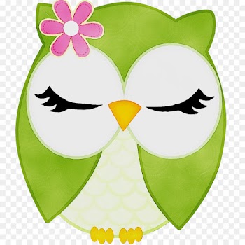 Owl, Drawing, Little Owl, Green, Cartoon PNG