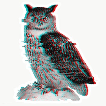 Owl glitch style sticker overlay with a white border | Free  transparent png - 2346612