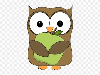 Owl Holding A Green Apple Clip Art - Owl Apple Clipart