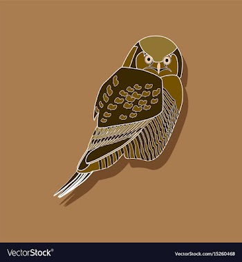 Owl paper sticker on stylish background vector image