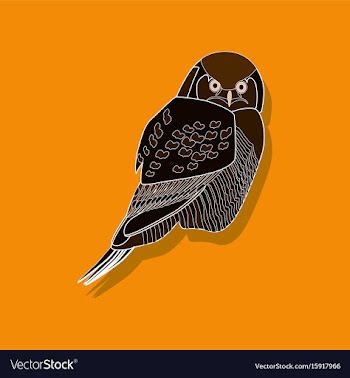 Owl paper sticker on stylish background vector image