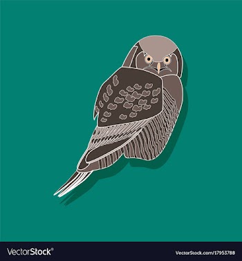 Owl paper sticker on stylish background vector image