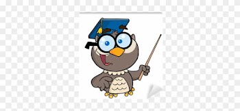 Owl Teacher Cartoon Character With Graduate Cap ,pointer - Teacher Cartoon Owl