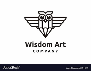 Owl with pen logo in modern logo design vector image