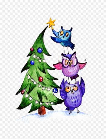 Owls Christmas - Blue Owl Large Tote Bag, Adult Unisex, Natural, Large