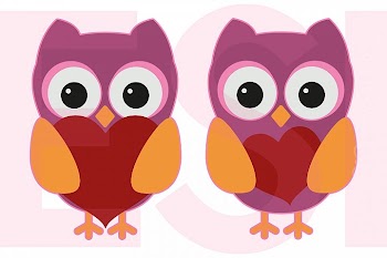 Owls with Hearts - Valentines - Love 