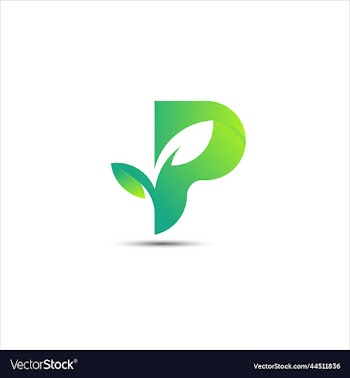 p initial leaf gradient logo design icon