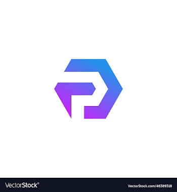 p initial letter loop linked hexagon logo design