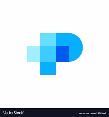 P letter logo with health symbol icon vector image