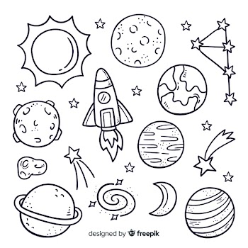 Pack of hand drawn planet in doodle style Free Vector