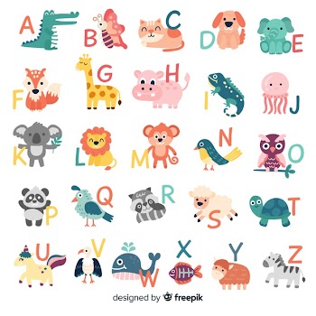 Pack of letters with cute animals Free Vector