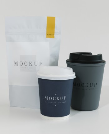 Packaging mockup for a coffee shop Free Psd