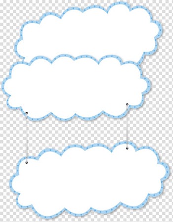 Page layout , Blue border cartoon clouds, white and blue clouds wall decor transparent background PNG clipart