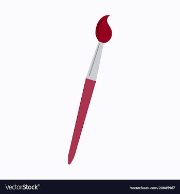 Paint and brush isolated objects on background vector image