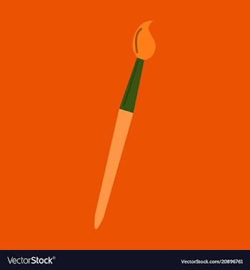 Paint and brush isolated objects on background vector image