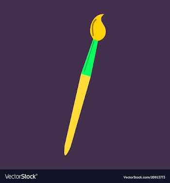 Paint and brush isolated objects on background vector image