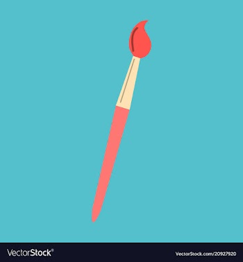 Paint and brush isolated objects on background vector image