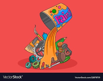 Paint and tools scene vector image