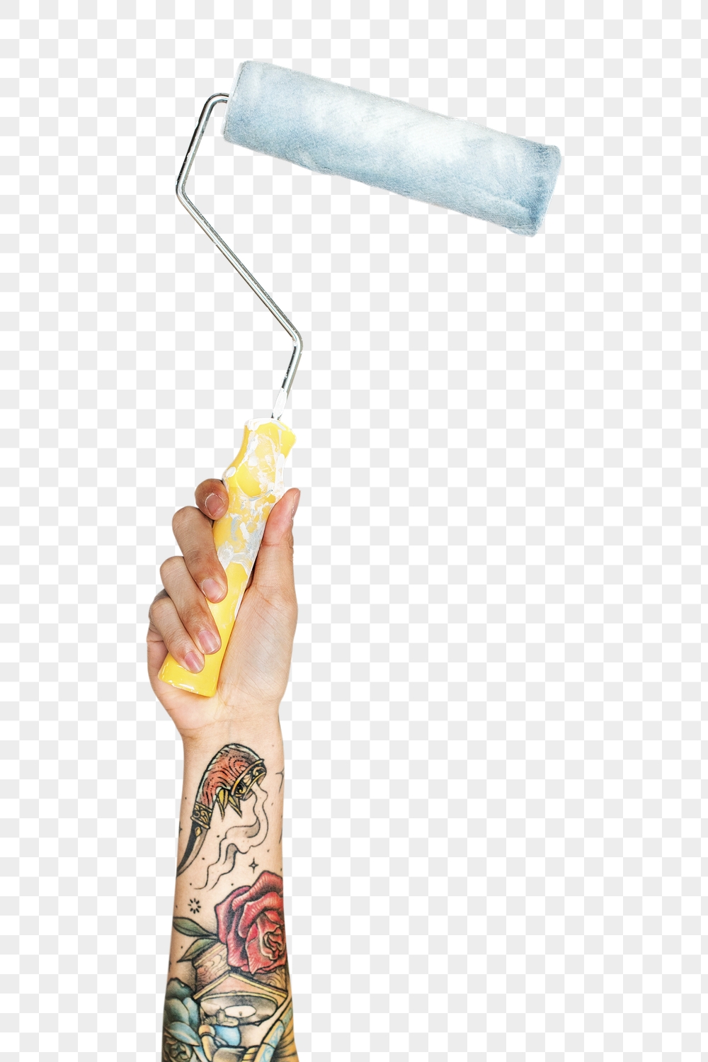 Paint roller png in tattooed | Free PNG - rawpixel
