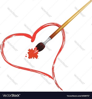 Paintbrush and Red Heart vector image