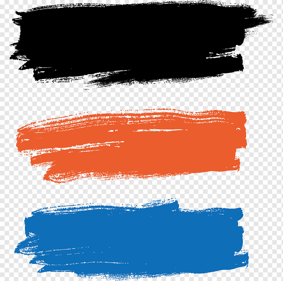 Paintbrush Painting, Paint brush illustration, black, orange, and blue ink blots, watercolor Painting, text, rectangle png