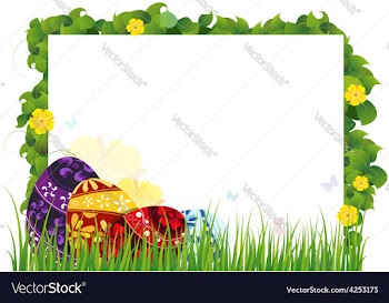 Painted eggs in the grass vector image