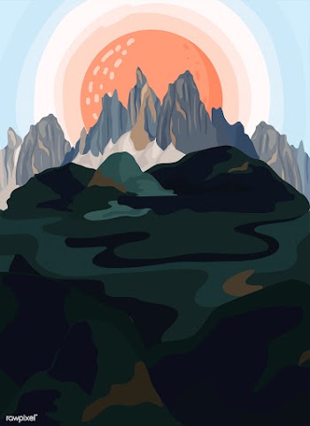 Painted mountain view landscape illustration | Free stock vector - 431775