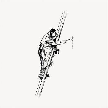 Painter on ladder  clipart, | Free Vector - rawpixel