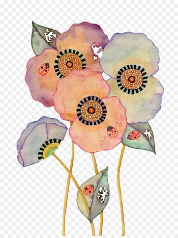 Painting Art Drawing Illustration - Colorful floral disc 
