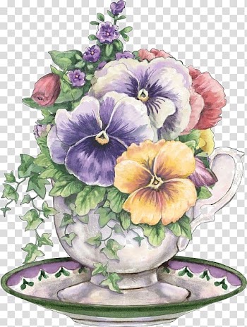 Painting Decoupage Flour sack Art, Watercolor Teacup transparent background PNG clipart