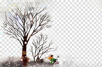 Painting Drawing Cartoon Illustration, Winter landscape watercolor painted illustration transparent background PNG clipart