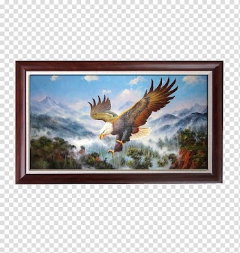 Painting Eagle frame, Golden Eagle framed transparent background PNG clipart