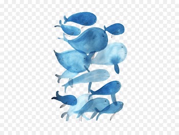 Painting Illustration - Whale cartoon fish 