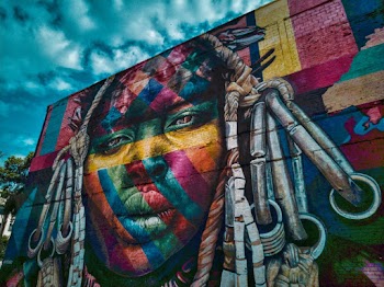 Painting of a person on a wall